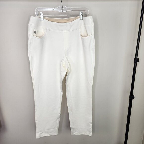 NEW Belle by Kim Gravel Petite Perfect Ponte Straight Leg Pant Cream Size 16P - Picture 4 of 9